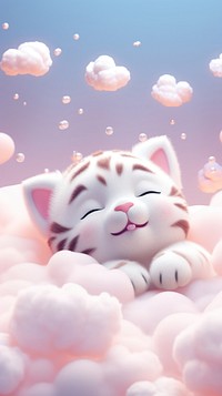 Cute tiger dreamy wallpaper cartoon mammal nature.