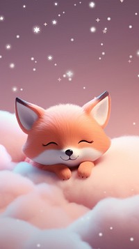 Cute fox dreamy wallpaper cartoon animal mammal.