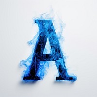 Blue flame letter A font text abstract.