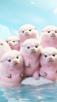 Fluffy pastel otter animal mammal rodent.