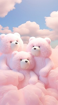 Fluffy pastel bear cute toy representation.