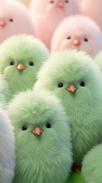 Fluffy pastel kiwi bird animal cute poultry.