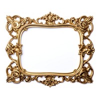 Baroque frame vintage rectangle jewelry white background.