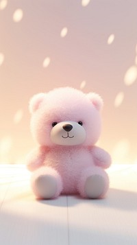 Fluffy pastel black bear cartoon cute toy.