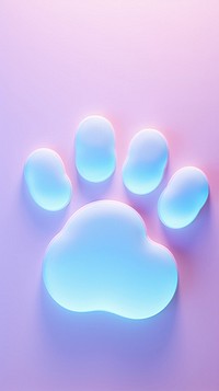 Fluffy pastel dog paw print purple light carnivora.
