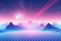 Retrowave winter landscape backgrounds astronomy abstract.