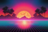 Retrowave camping backgrounds abstract sunset.