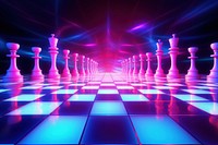 Retrowave chess purple light game.