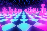 Retrowave chess abstract purple game.
