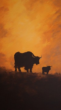 Cow livestock wildlife painting.