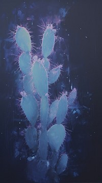 Multicolor bioluminescent neon cactus painting plant creativity.