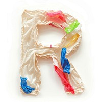 Plastic bag alphabet R letter white background confectionery.