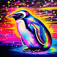Kinh penguin purple painting animal.