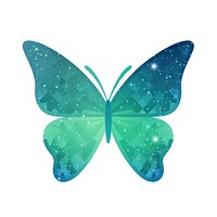 Blue green gradient butterfly icon shape art white background.