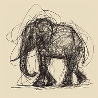 Hand drawn of elephant drawing wildlife mammal.