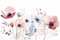 Anemone border watercolor backgrounds pattern flower.