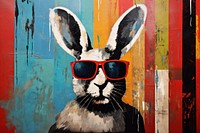 Cool bunny with sunglasses art painting mammal.