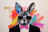 Cool bunny with sunglasses art painting mammal.