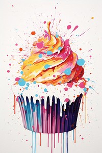 Cupcake ripped paper art abstract painting.
