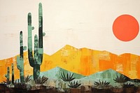 Landscape of cactus in the desert art painting plant.
