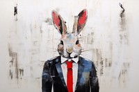Rabbit in suit art painting portrait.