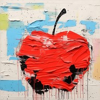 Red apple ripped paper art painting backgrounds.