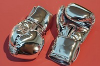 Silver shining boxing gloves jewelry accessories seasoning.