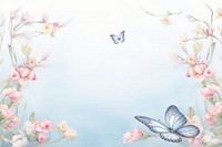 Painting of butterfly border pattern flower plant.