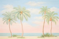 Painting of palm tree border backgrounds outdoors nature.