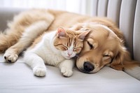 Cat and dog sleep sleeping mammal animal.