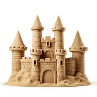 Sand Sculpture castle sand sculpture white background.