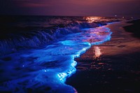 Bioluminescence ocean background outdoors horizon nature.