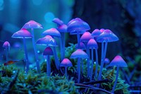 Bioluminescence forest background mushroom outdoors fungus.