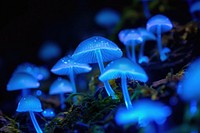Bioluminescence Scenery background mushroom fungus plant.