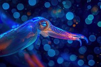 Bioluminescence squid background reptile animal fish.