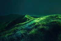 Bioluminescence Hills background green landscape outdoors.