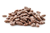 Pile of pinto beans plant food white background.
