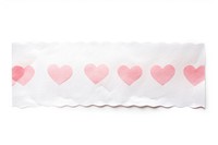 Paper adhesive strip pattern heart white background.