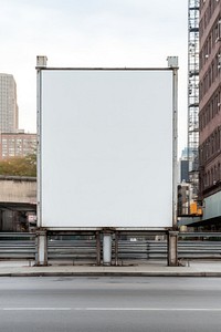 White screen advertising billboard sign city advertisement.