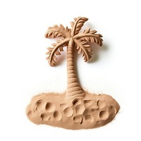 Kids Sand Sculpture plam tree sand white background holiday.