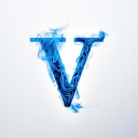 Blue flame letter V font abstract glowing.