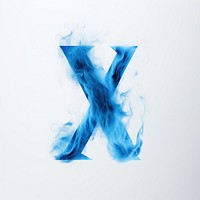 Blue flame letter X smoke font fire.