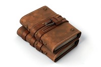 Leather bound book wallet white background accessories.