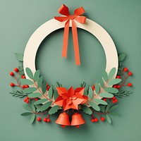Mistletoe wreath with Christmas bell christmas circle paper.