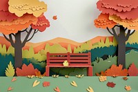 Bench art painting autumn.