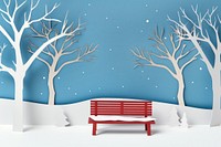 Bench furniture painting snow.