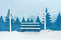 Bench snow outdoors painting.