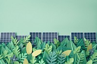 Solar panels as a border outdoors plant green.