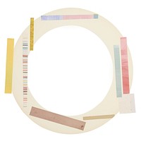 Tape stuck on rainbow paper white background chandelier rectangle.