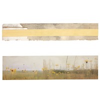 Tape stuck on the nature painting art white background.